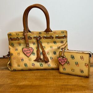 Vintage Dooney & Bourke Rainbow Heart Logo Y2K Canvas Leather Satchel